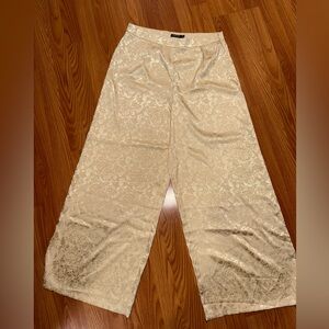 Nasty Gal Cream Floral Wide-Leg Pants